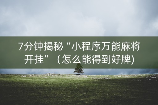7分钟揭秘“小程序万能麻将开挂”（怎么能得到好牌)
