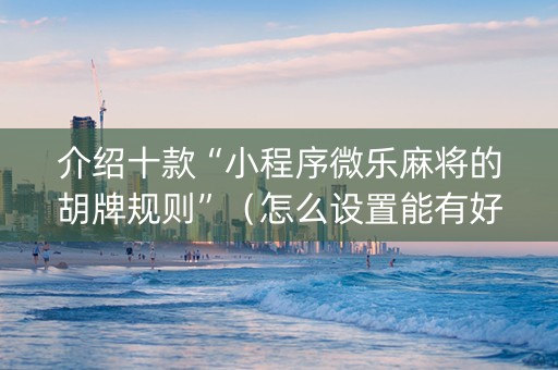 介绍十款“小程序微乐麻将的胡牌规则”（怎么设置能有好牌)