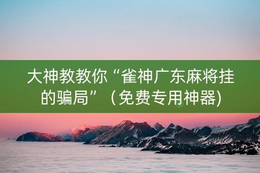 大神教教你“雀神广东麻将挂的骗局”（免费专用神器)