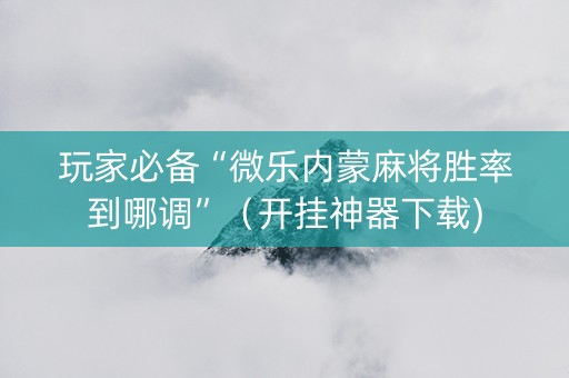 玩家必备“微乐内蒙麻将胜率到哪调”（开挂神器下载)