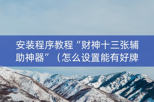 安装程序教程“财神十三张辅助神器”（怎么设置能有好牌)