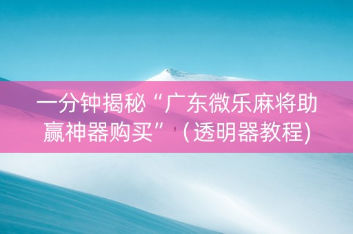 一分钟揭秘“广东微乐麻将助赢神器购买”（透明器教程)