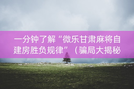 一分钟了解“微乐甘肃麻将自建房胜负规律”（骗局大揭秘)