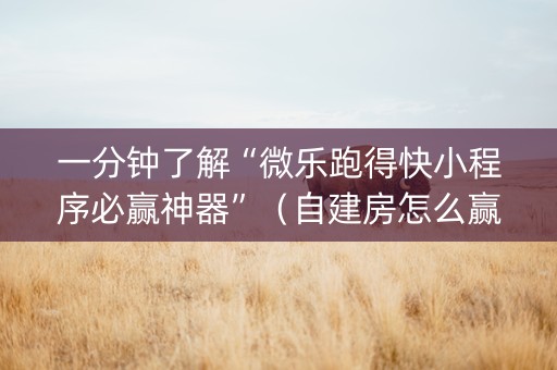一分钟了解“微乐跑得快小程序必赢神器”（自建房怎么赢)