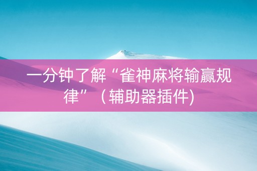 一分钟了解“雀神麻将输赢规律”（辅助器插件)
