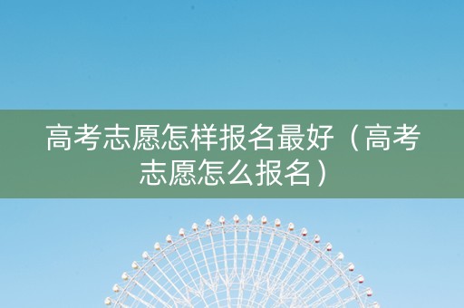 高考志愿怎样报名最好（高考志愿怎么报名）