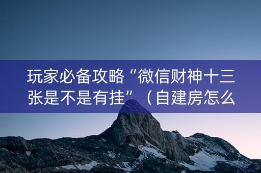 玩家必备攻略“微信财神十三张是不是有挂”（自建房怎么拿好牌)