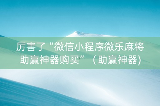 厉害了“微信小程序微乐麻将助赢神器购买”（助赢神器)