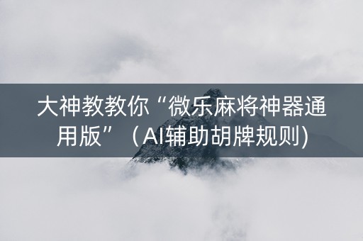 大神教教你“微乐麻将神器通用版”（AI辅助胡牌规则)