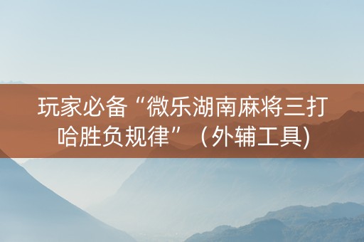玩家必备“微乐湖南麻将三打哈胜负规律”（外辅工具)