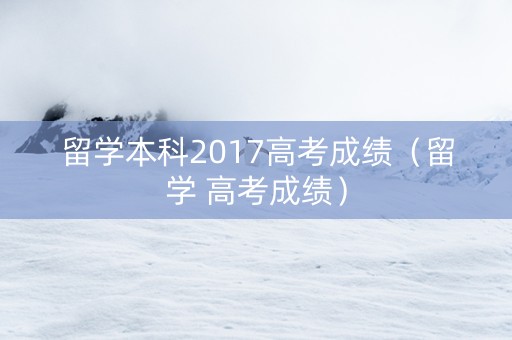 留学本科2017高考成绩（留学 高考成绩）