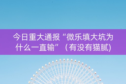 今日重大通报“微乐填大坑为什么一直输”（有没有猫腻)