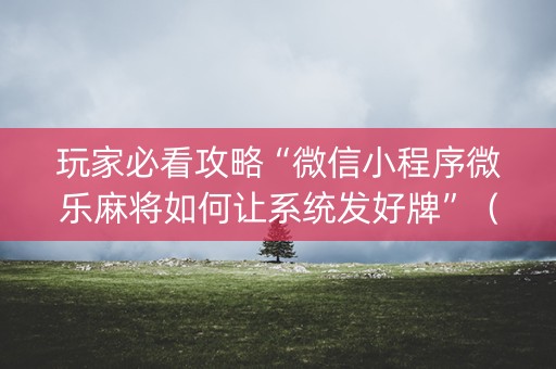 玩家必看攻略“微信小程序微乐麻将如何让系统发好牌”（助赢神器购买)