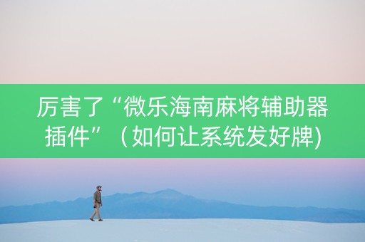 厉害了“微乐海南麻将辅助器插件”（如何让系统发好牌)