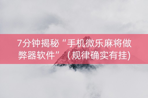 7分钟揭秘“手机微乐麻将做弊器软件”（规律确实有挂)