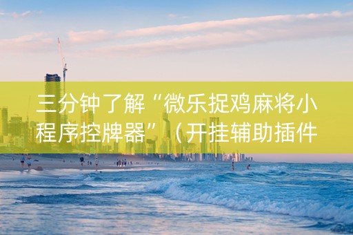 三分钟了解“微乐捉鸡麻将小程序控牌器”（开挂辅助插件)
