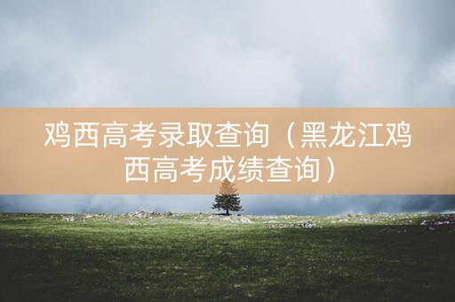 鸡西高考录取查询（黑龙江鸡西高考成绩查询）