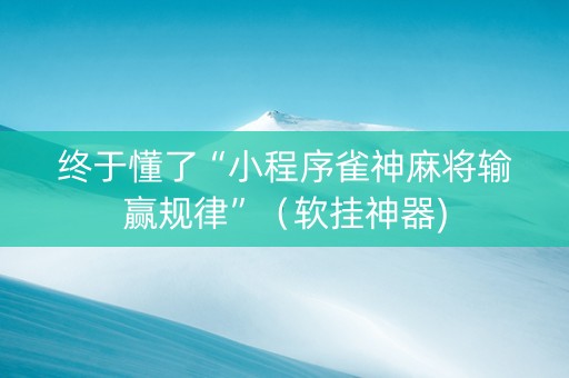 终于懂了“小程序雀神麻将输赢规律”（软挂神器)