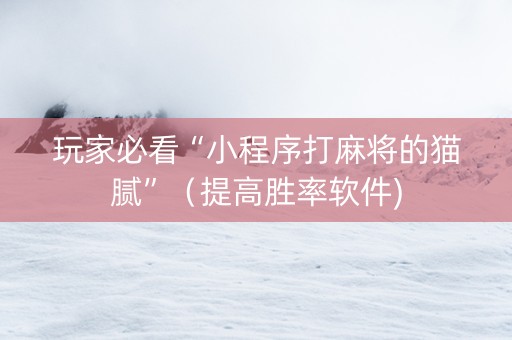 玩家必看“小程序打麻将的猫腻”（提高胜率软件)