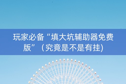 玩家必备“填大坑辅助器免费版”（究竟是不是有挂)