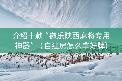 介绍十款“微乐陕西麻将专用神器”（自建房怎么拿好牌)