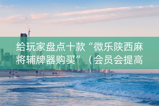 给玩家盘点十款“微乐陕西麻将辅牌器购买”（会员会提高胜率吗)
