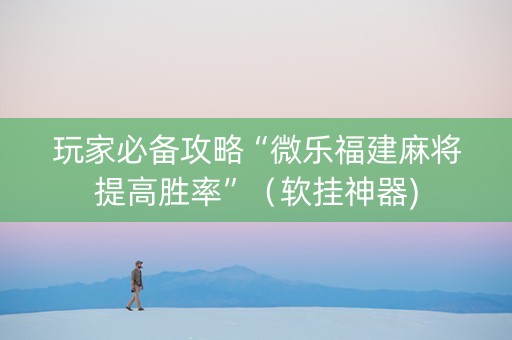 玩家必备攻略“微乐福建麻将提高胜率”（软挂神器)