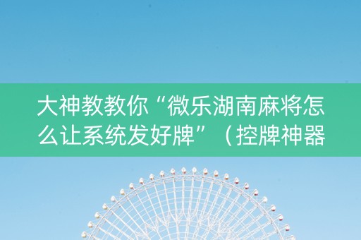 大神教教你“微乐湖南麻将怎么让系统发好牌”（控牌神器)