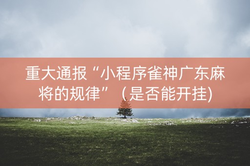 重大通报“小程序雀神广东麻将的规律”（是否能开挂)