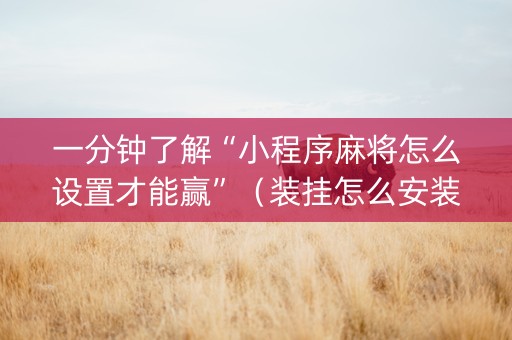 一分钟了解“小程序麻将怎么设置才能赢”（装挂怎么安装)