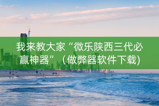 我来教大家“微乐陕西三代必赢神器”（做弊器软件下载)