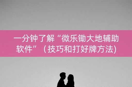 一分钟了解“微乐锄大地辅助软件”（技巧和打好牌方法)