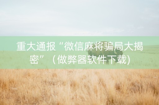 重大通报“微信麻将骗局大揭密”（做弊器软件下载)
