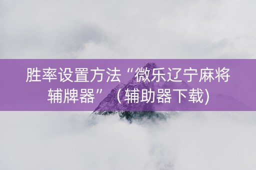 胜率设置方法“微乐辽宁麻将辅牌器”（辅助器下载)