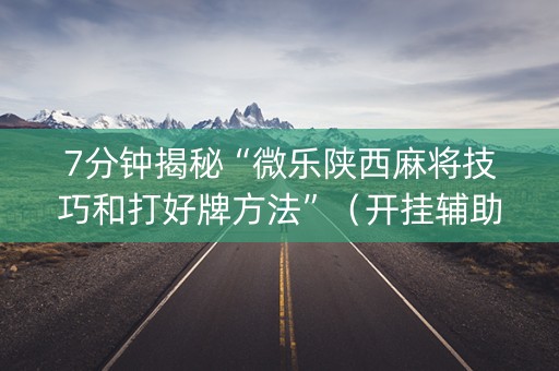 7分钟揭秘“微乐陕西麻将技巧和打好牌方法”（开挂辅助器脚本)