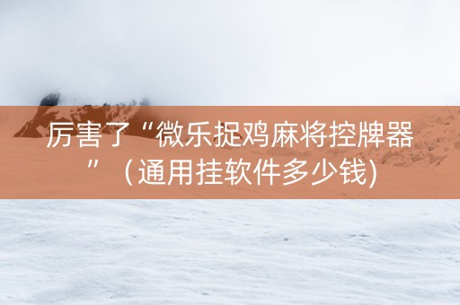 厉害了“微乐捉鸡麻将控牌器”（通用挂软件多少钱)