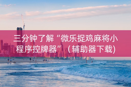 三分钟了解“微乐捉鸡麻将小程序控牌器”（辅助器下载)