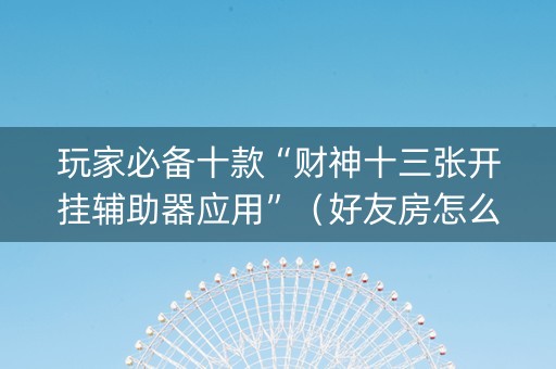 玩家必备十款“财神十三张开挂辅助器应用”（好友房怎么才能赢)