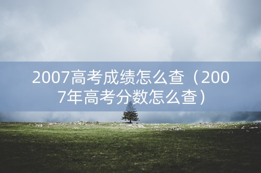 2007高考成绩怎么查（2007年高考分数怎么查）