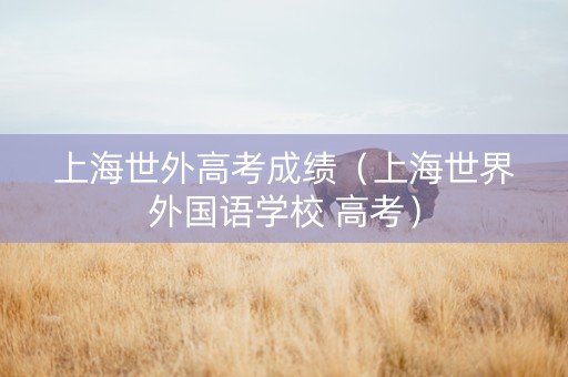 上海世外高考成绩（上海世界外国语学校 高考）