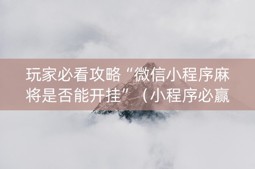 玩家必看攻略“微信小程序麻将是否能开挂”（小程序必赢神器)