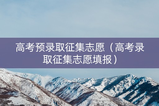 高考预录取征集志愿（高考录取征集志愿填报）