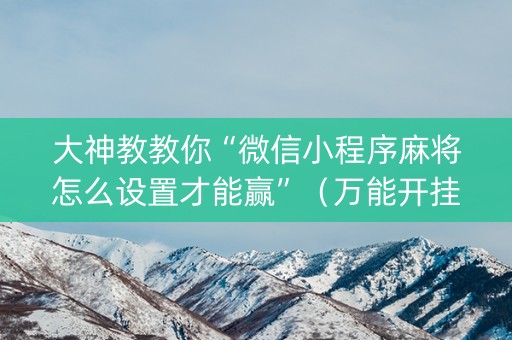 大神教教你“微信小程序麻将怎么设置才能赢”（万能开挂神器)