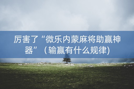 厉害了“微乐内蒙麻将助赢神器”（输赢有什么规律)