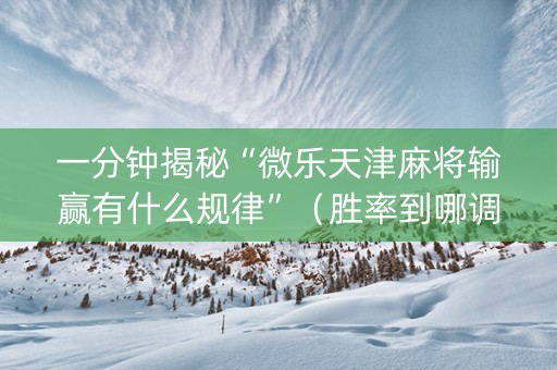 一分钟揭秘“微乐天津麻将输赢有什么规律”（胜率到哪调)