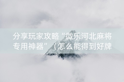 分享玩家攻略“微乐河北麻将专用神器”（怎么能得到好牌)