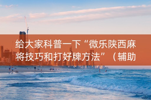 给大家科普一下“微乐陕西麻将技巧和打好牌方法”（辅助器插件)