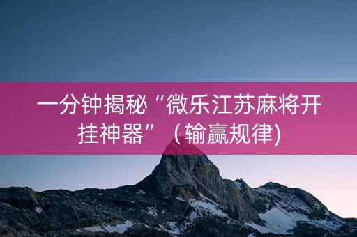一分钟揭秘“微乐江苏麻将开挂神器”（输赢规律)