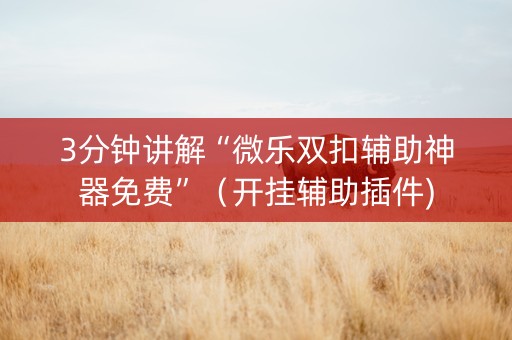 3分钟讲解“微乐双扣辅助神器免费”（开挂辅助插件)