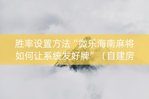 胜率设置方法“微乐海南麻将如何让系统发好牌”（自建房怎么赢)